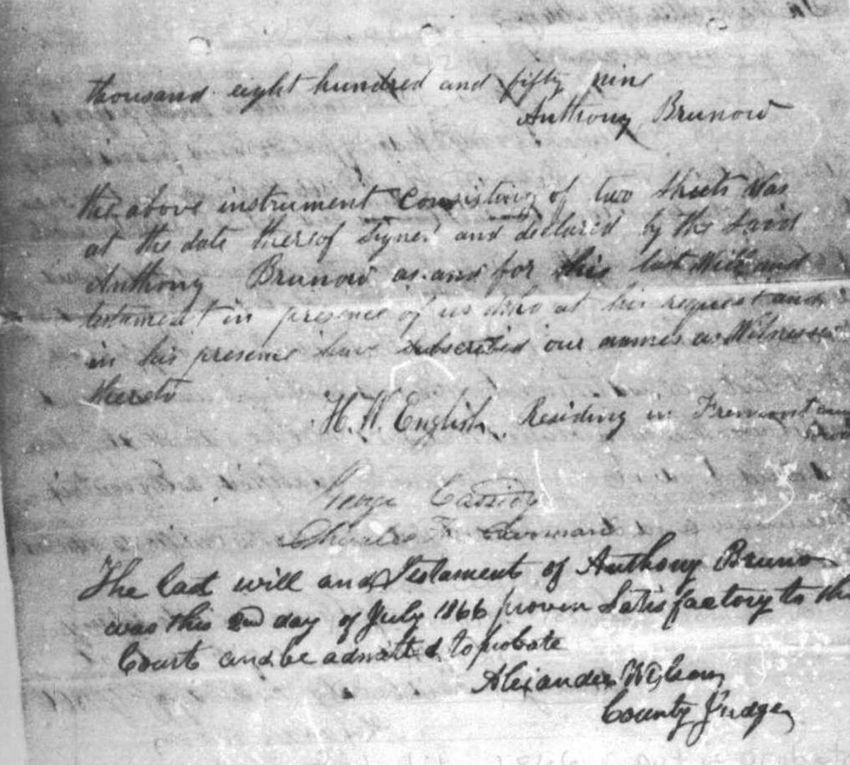 The signature page of the 1866 will